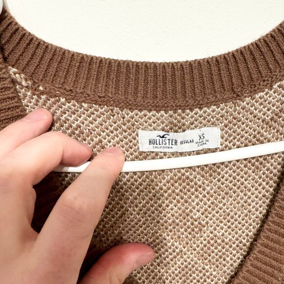 Hollister Dress Women Size XS Brown Plaid Sleeveless Cotton Knit Sweater Mini - Picture 2 of 7